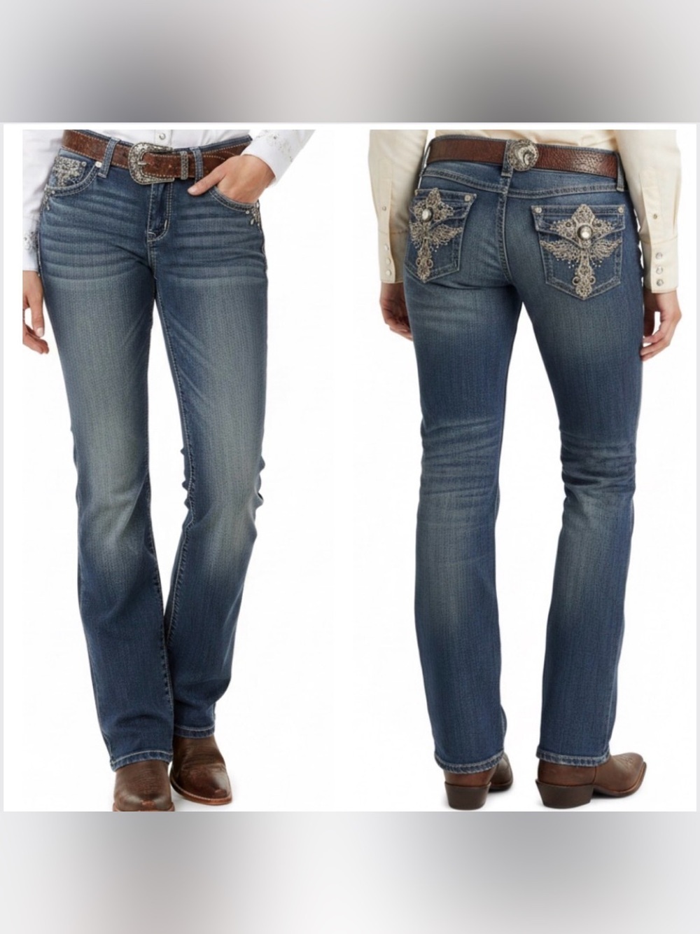 Grace in LA Women's Embroidered Back Pocket Embellished Bootcut Jeans Size 11/29